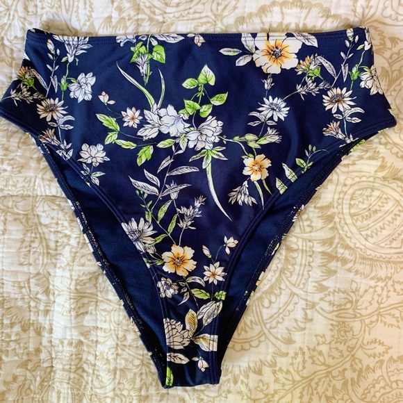Floral High Waisted Swim Bottoms - Picture 1 of 3